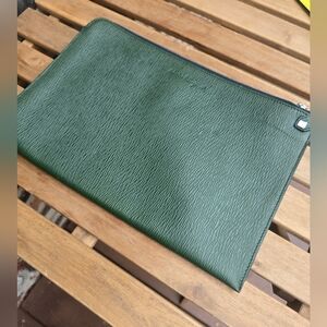 Salvatore Ferragamo Green Leather Men's Clutch